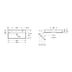 Villeroy & Boch Memento 2.0 - Meuble double vasque 1000x470 mm, sans trop-plein, 2 trous de robinetterie, blanc alpin 4A221K01