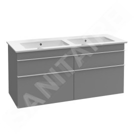 Villeroy & Boch Venticello - Double-lavabo 1300x500 mm, avec trop-plein, sans trou pour robinetterie, CeramicPlus, blanc alpin