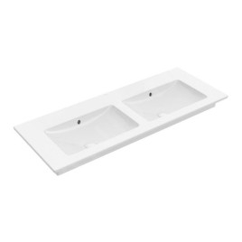 Villeroy & Boch Venticello - Double-lavabo 1300x500 mm, avec trop-plein, sans trou pour robinetterie, blanc alpin 4111DJ01