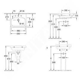 Villeroy & Boch Architectura - Lavabo 550x470 mm, sans trop-plein, trou de robinetterie, CeramicPlus, blanc alpin 418856R1