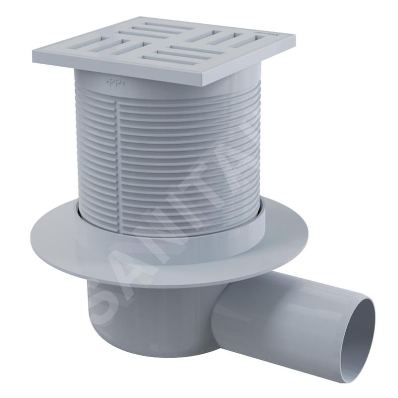 Alcadrain Douchegoten - Siphon de sol latéral 11x11 cm, arrêt des odeurs d'eau, plastique APV5111