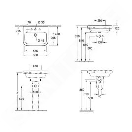 Villeroy & Boch Architectura - Lavabo 600x470 mm, avec trop-plein, trou de robinetterie, CeramicPlus, blanc alpin 418860R1