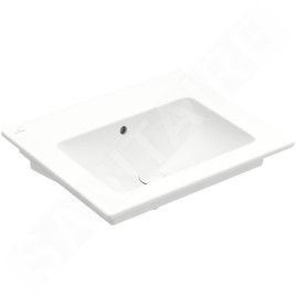 Villeroy & Boch Venticello - Lavabo 600x500 mm, avec trop-plein, sans trou de robinetterie, CeramicPlus, blanc alpin 412462R1