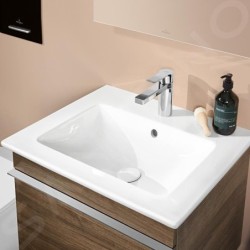 Villeroy & Boch Venticello - Lavabo 600x500 mm, avec trop-plein, trou de robinetterie, CeramicPlus, blanc alpin 412460R1