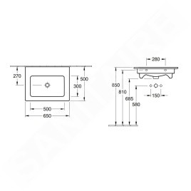 Villeroy & Boch Venticello - Lavabo 650x500 mm, avec trop-plein, sans trou de robinetterie, blanc alpin 41246701