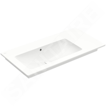 Villeroy & Boch Venticello - Meuble lavabo 1000x500 mm, avec trop-plein, sans trou de robinetterie, CeramicPlus, blanc alpin