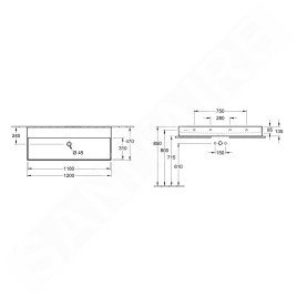 Villeroy & Boch Memento 2.0 - Meuble lavabo 1200x470 mm, sans trop-plein, sans trou de robinetterie, blanc alpin 4A22CF01