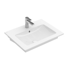 Villeroy & Boch Venticello - Meuble lavabo 650x500 mm, avec trop-plein, trou de robinetterie, blanc alpin 4124G601