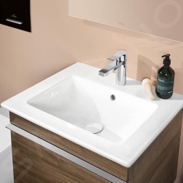 Villeroy & Boch Venticello - Meuble lavabo 650x500 mm, avec trop-plein, trou de robinetterie, blanc alpin 4124G601