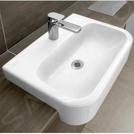 Villeroy & Boch Architectura - Vasque semi-encastrée 550x430 mm, sans trop-plein, avec trou de robinetterie, CeramicPlus, blanc