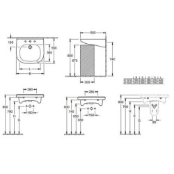 Villeroy & Boch ViCare - Lavabo Vita 610x550 mm, sans trop-plein, avec trou de robinetterie, CeramicPlus, blanc alpin 411961R1