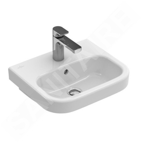 Villeroy & Boch Architectura - Lave-mains 500x380 mm, avec trop-plein, avec 1 trou de robinetterie, CeramicPlus, blanc alpin