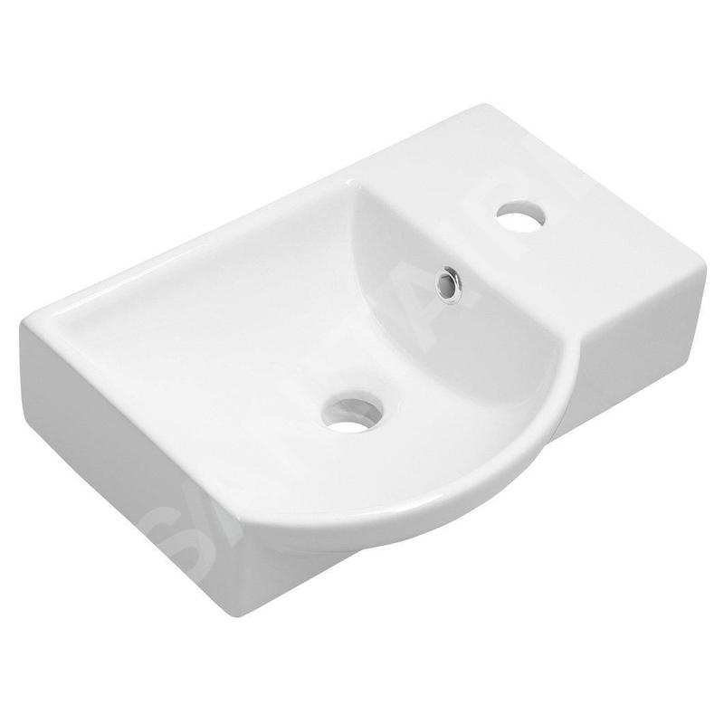 Sapho Small - Lave-mains Litos 450x320 mm, avec un trou pour mitigeur à droite, avec trop-plein, blanc 4079