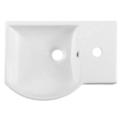 Sapho Small - Lave-mains Litos 450x320 mm, avec un trou pour mitigeur à droite, avec trop-plein, blanc 4079
