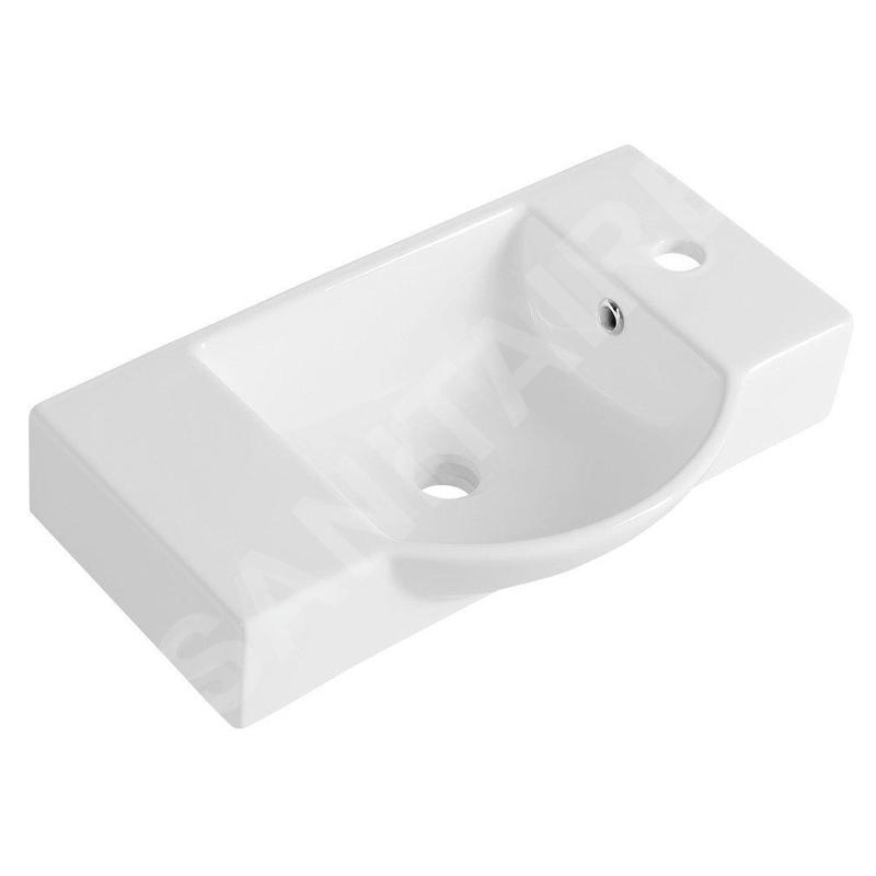 Sapho Small - Lave-mains Litos 550x320 mm, avec un trou pour mitigeur à droite, avec trop-plein, blanc 4077