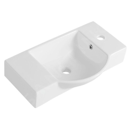 Sapho Small - Lave-mains Litos 550x320 mm, avec un trou pour mitigeur à droite, avec trop-plein, blanc 4077