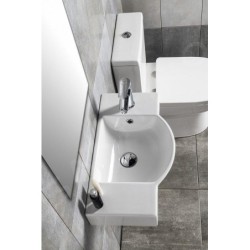 Sapho Small - Lave-mains Litos 550x320 mm, avec un trou pour mitigeur à droite, avec trop-plein, blanc 4077