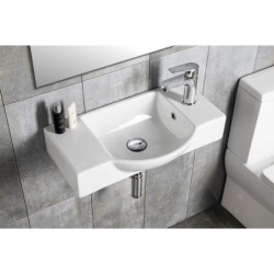 Sapho Small - Lave-mains Litos 550x320 mm, avec un trou pour mitigeur à droite, avec trop-plein, blanc 4077