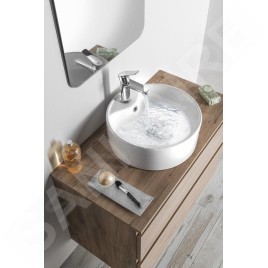 Aqualine Céramique - Lavabo pour plan de travail, diamètre 400 mm, avec 1 orifice pour robinet, blanc 49413