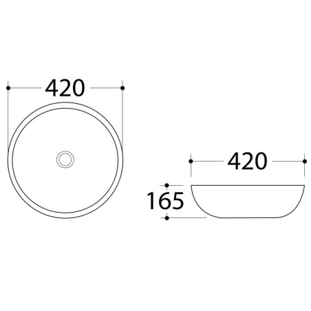 Sapho Dalma - Vasque à poser 585x390 mm, diamètre 420 mm, sans trop-plein, sans trou pour robinet, grigio MM113