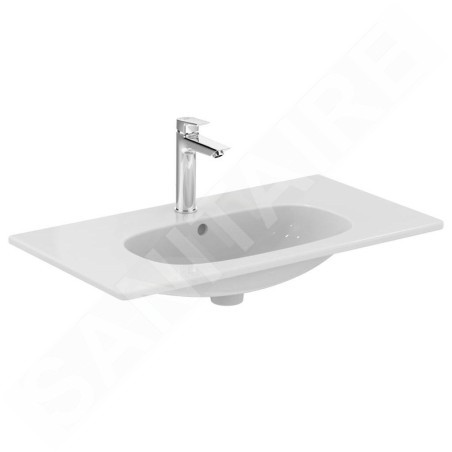 Ideal Standard Tesi - Meuble lavabo 825x450x165 mm, avec trop-plein, un trou pour robinetterie, blanc mat T3509V1