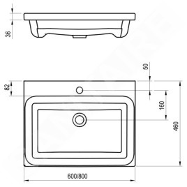 Ravak Comfort - Lavabo 800x460 mm, avec 1 point d'amorçage, blanc XJX01280001