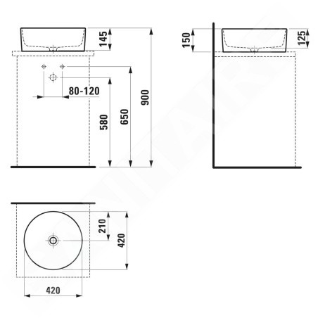 Laufen Savoy - Vasque, diamètre 420 mm, sans trop-plein, blanc H8129420001121