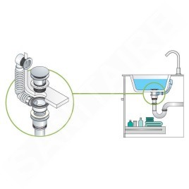 Sapho Accessoire Omp Tea - Trop-plein de lavabo, blanc/chrome 247.304.0