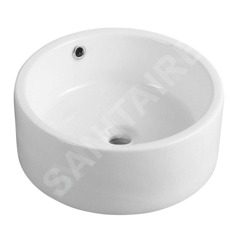 Aqualine Céramique - Lavabo de comptoir, diamètre 420 mm, sans trou pour robinet, blanc 49414 Aqualine Céramique - Lavabo de comptoir, diamètre 420 mm, sans trou pour robinet, blanc 49414