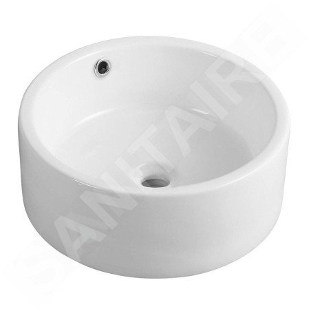 Aqualine Céramique - Lavabo de comptoir, diamètre 420 mm, sans trou pour robinet, blanc 49414