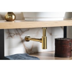 Sapho Siphons - Siphon de lavabo, 1 1/4, sortie d'évacuation 32 mm, rond, or SI517
