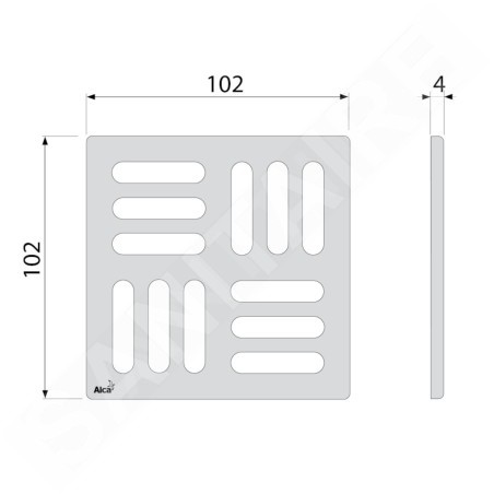 Alcadrain Grilles - Grille 102x102 mm, acier inoxydable MPV001