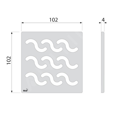 Alcadrain Grilles - Grille 102x102 mm, acier inoxydable MPV002