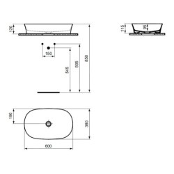 Ideal Standard Ipalyss - Lavabo à poser, 600x380 mm, sans trop-plein, Sage E1396X9
