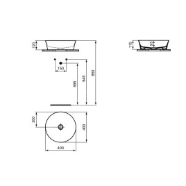 Ideal Standard Ipalyss - Vasque, diamètre 400 mm, sans trop-plein, blanc mat E1398V1