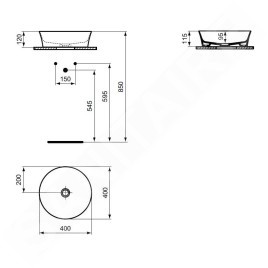 Ideal Standard Ipalyss - Vasque, diamètre 400 mm, sans trop-plein, Mink E1398V8