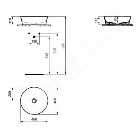 Ideal Standard Ipalyss - Vasque, diamètre 400 mm, sans trop-plein, Powder E1398X8