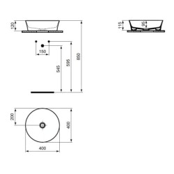 Ideal Standard Ipalyss - Vasque, diamètre 400 mm, sans trop-plein, Sage E1398X9