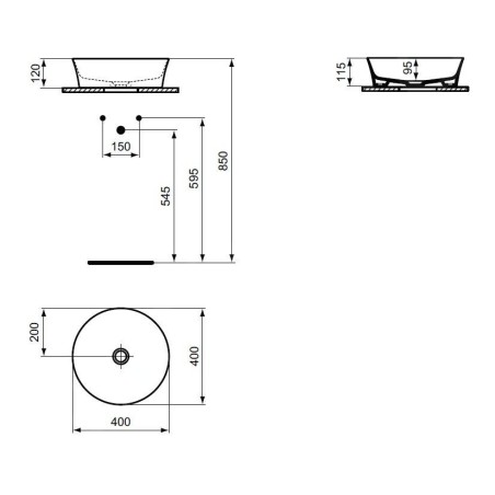 Ideal Standard Ipalyss - Vasque, diamètre 400 mm, sans trop-plein, Sage E1398X9