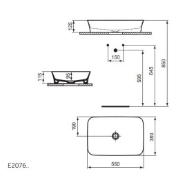 Ideal Standard Ipalyss - Lavabo à poser, 550x380 mm, sans trop-plein, Nude E2076V7