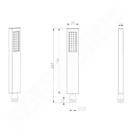 Sapho Douches - Pommeau de douche,1 jet, doré DO319