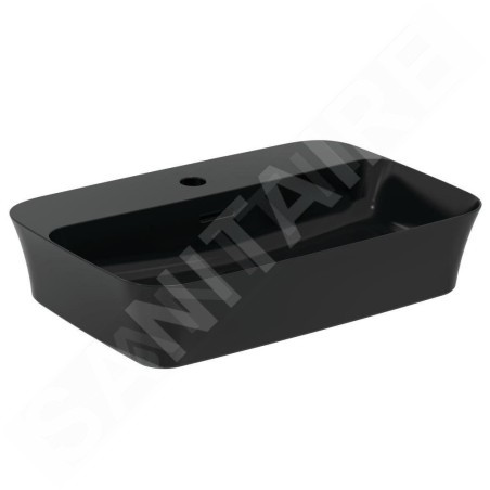Ideal Standard Ipalyss - Lavabo à poser, 550x380 mm, avec trop-plein, trou pour robinet, noir mat E2077V3