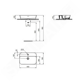 Ideal Standard Ipalyss - Lavabo à poser, 550x380 mm, avec trop-plein, trou pour robinet, noir mat E2077V3