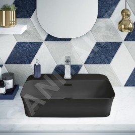Ideal Standard Ipalyss - Lavabo à poser, 550x380 mm, avec trop-plein, trou pour robinet, noir mat E2077V3