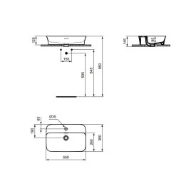 Ideal Standard Ipalyss - Lavabo à poser, 550x380 mm, avec trop-plein, trou pour robinet, Nude E2077V7