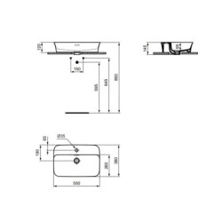 Ideal Standard Ipalyss - Lavabo à poser, 550x380 mm, avec trop-plein, trou pour robinet, Mink E2077V8