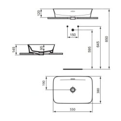 Ideal Standard Ipalyss - Lavabo à poser, 550x380 mm, avec trop-plein, Sage E2078X9
