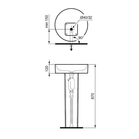 Ideal Standard Conca Ceram - Colnne 755x185x160 mm, blanc T376501