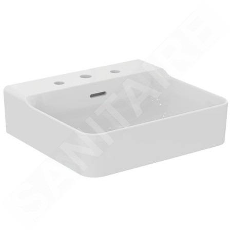 Ideal Standard Conca Ceram - Lavabo 500x450 mm, avec trop-plein, 3 trous pour robinet, blanc T378301