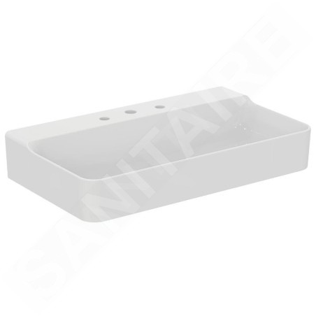 Ideal Standard Conca Ceram - Lavabo 800x450 mm, sans trop-plein, 3 trous pour robinet, blanc T379601